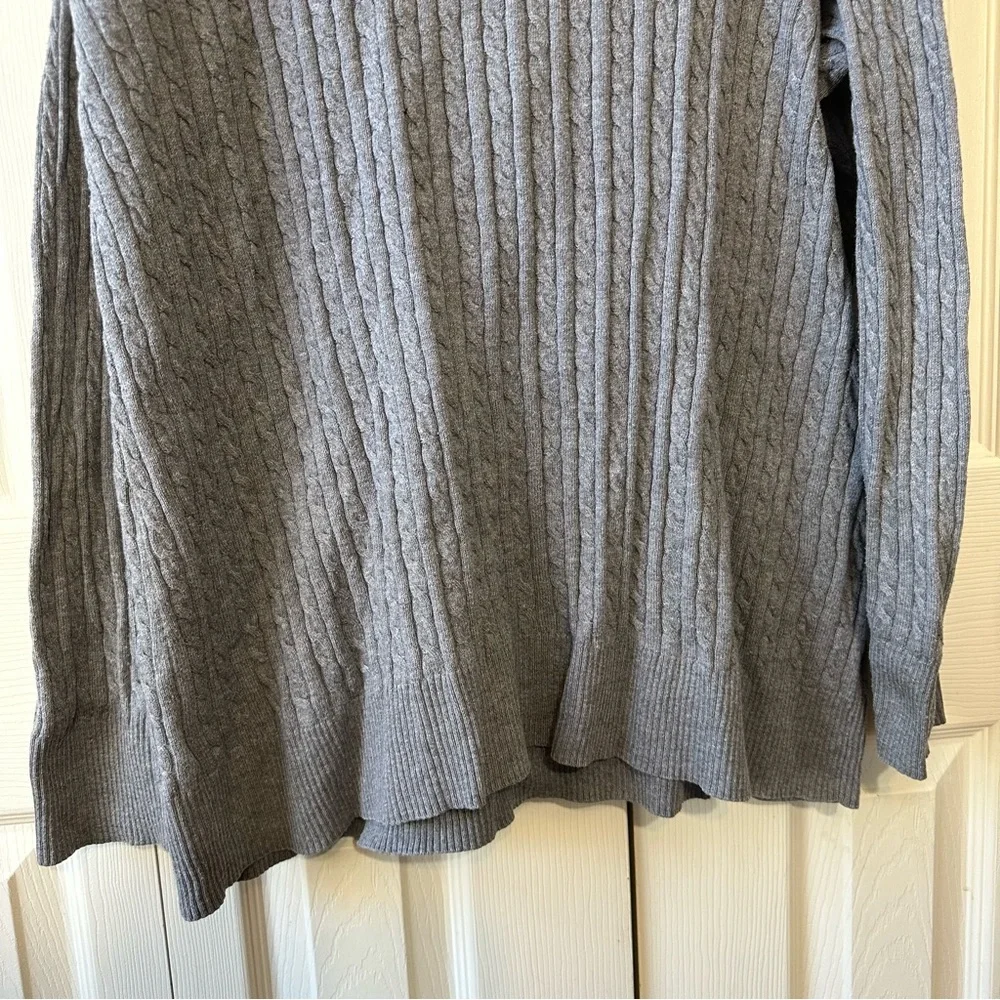 Eddie Bauer Women’s Size 2XL Cable Knit Shawl V Neck Pullover Sweater Grey